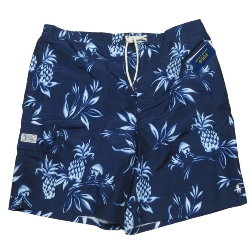 Polo Ralph Lauren Mens Small Navy Blue White Pony Swim Shorts Board Shorts NWT